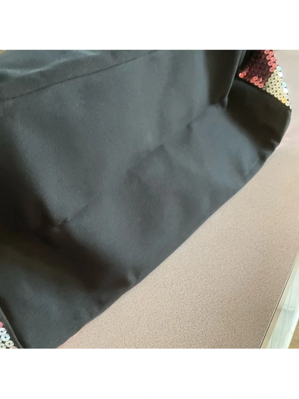 Victoria's Secret Pink and Silver Sequin Stripe Tote
